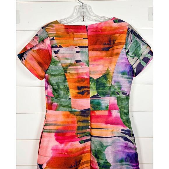 NWT Kay Unger Watercolor Floral V-Neck Maxi A-Line Dress Multicolor Size 6 - Picture 8 of 10